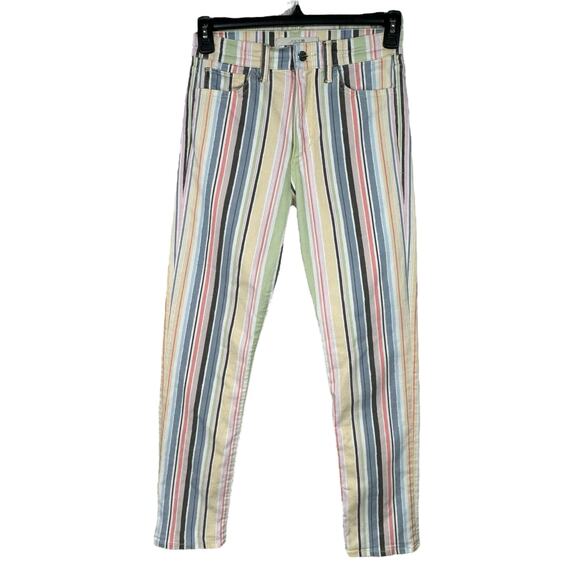 Joe’s Jeans SZ 27 The Luna High-Rise Cigarette Ankle Jeans Striped Stretch Multi - Picture 1 of 10
